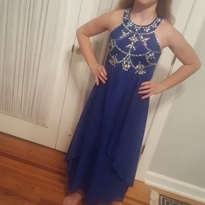 Royal blue formal with lots of bling